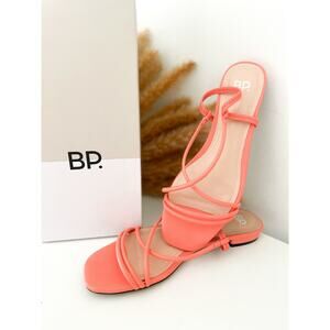 BP Fiona Sandals Size 8 Coral Faux Leather Strappy
